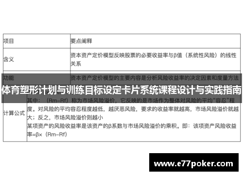 体育塑形计划与训练目标设定卡片系统课程设计与实践指南